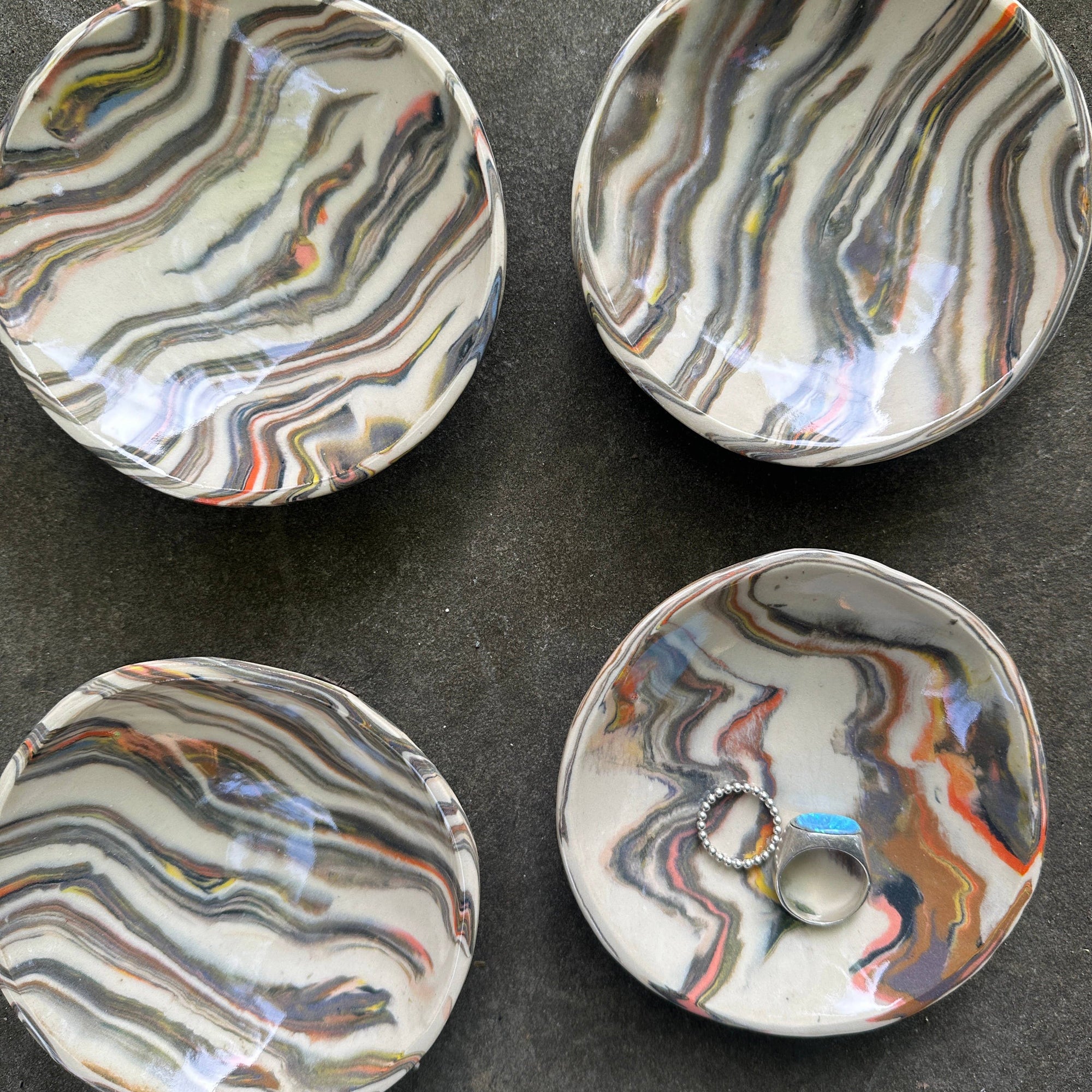 Nerikomi striped ceramic bowl