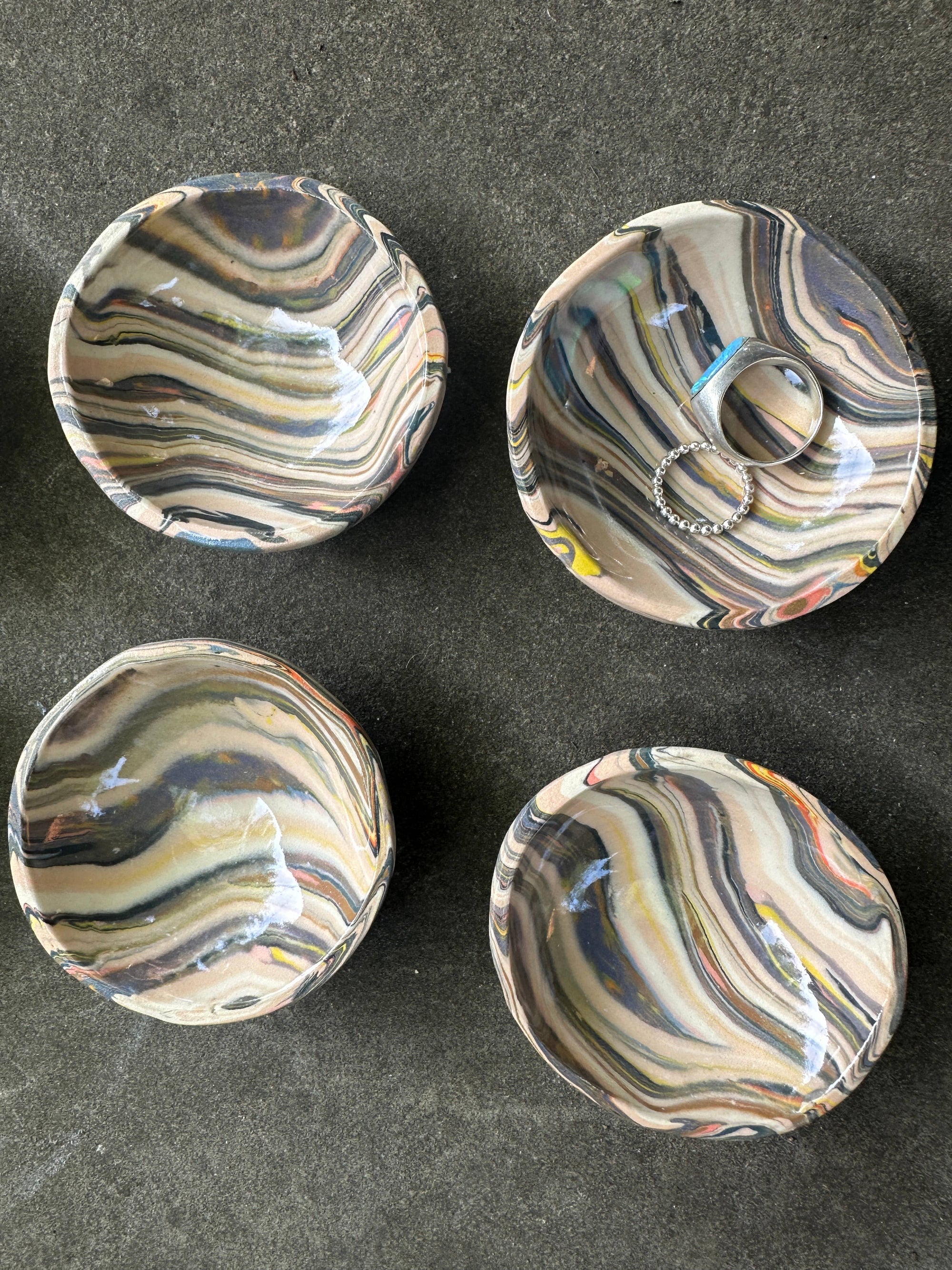 Striped ceramic bowl small