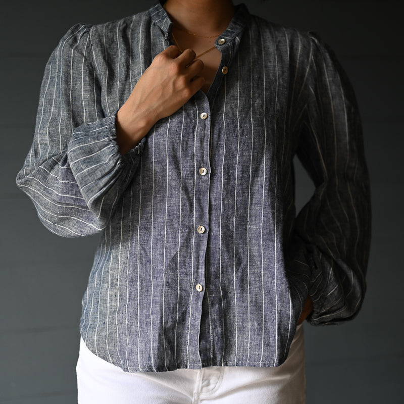 Meknes Linen Shirt | Navy Stripes