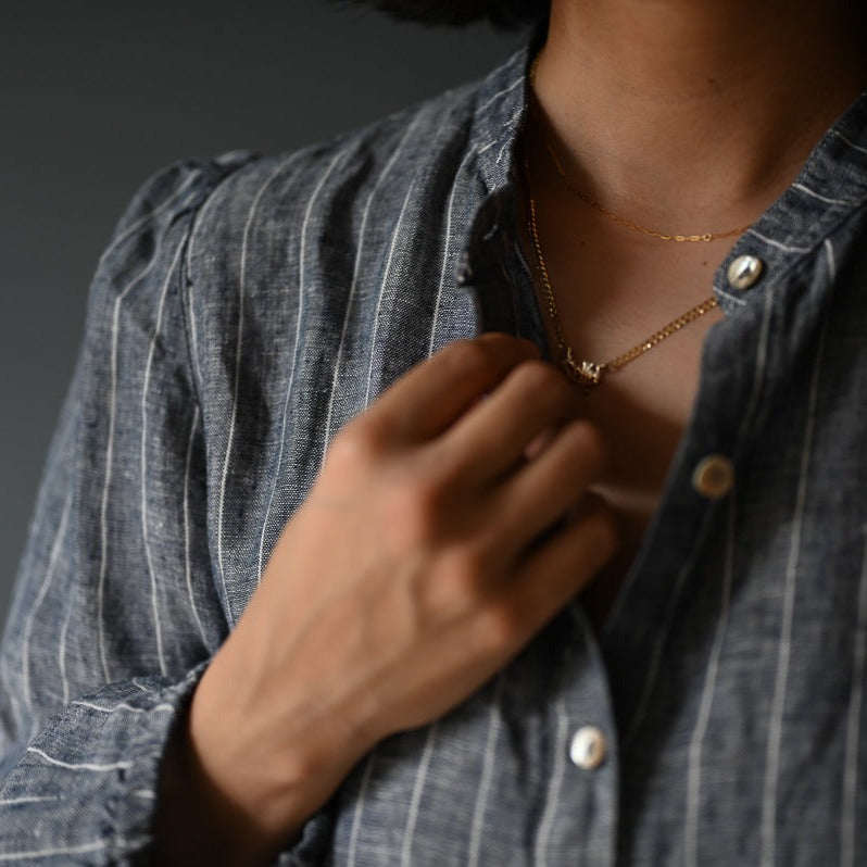 Meknes Linen Shirt | Navy Stripes