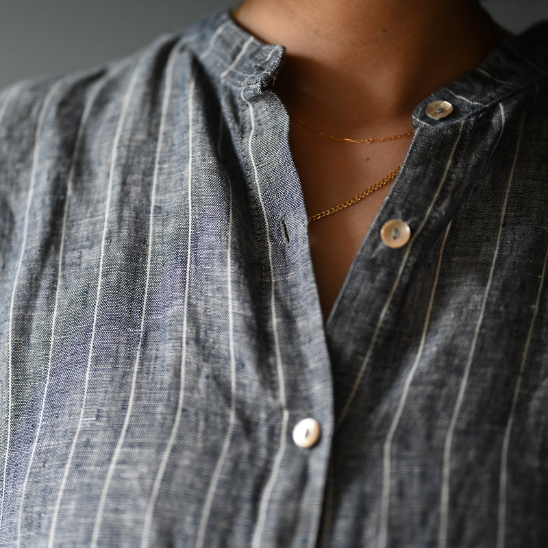 Meknes Linen Shirt | Navy Stripes