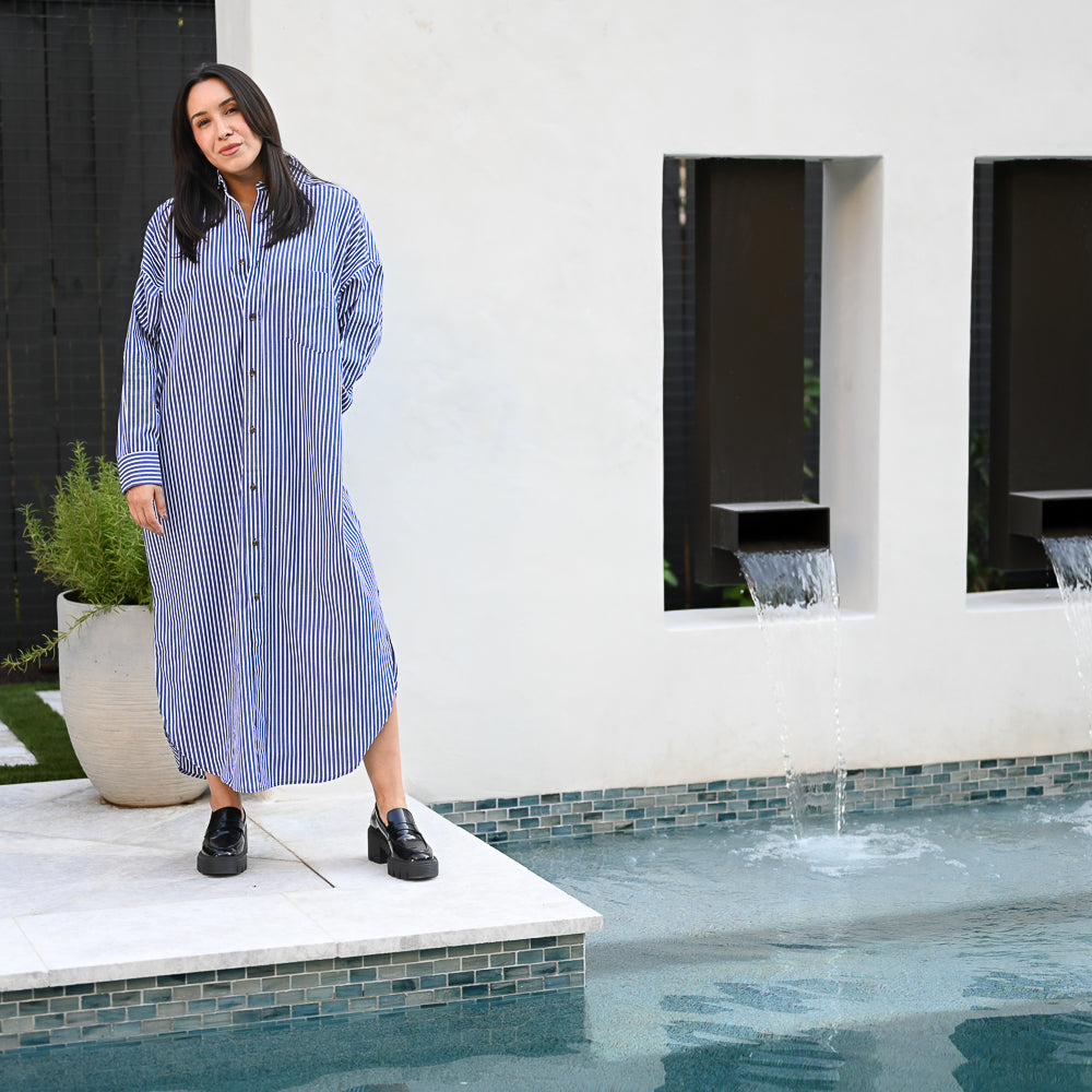 Phoebe Shirt Dress | Navy / White