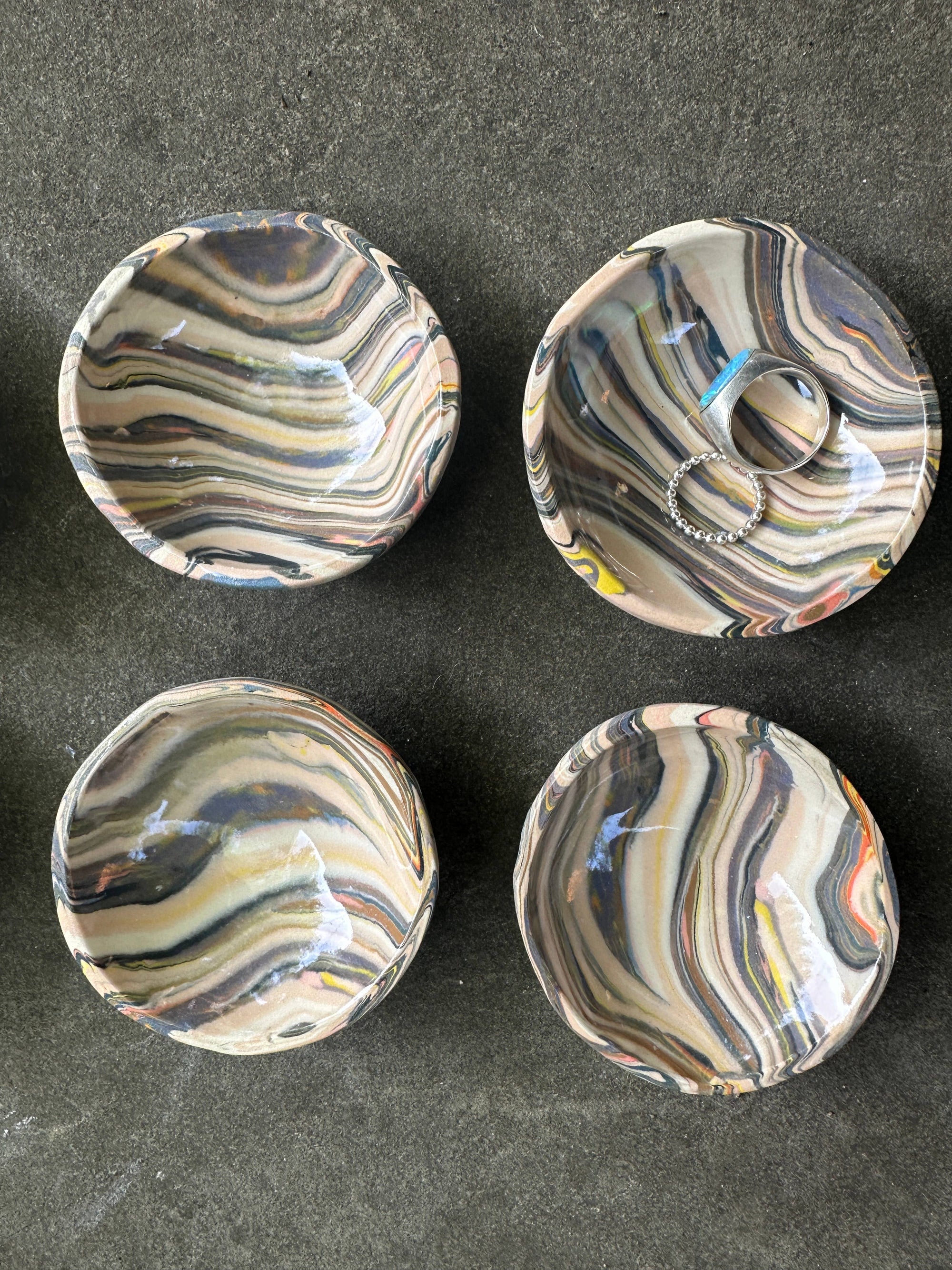 Striped ceramic bowl small