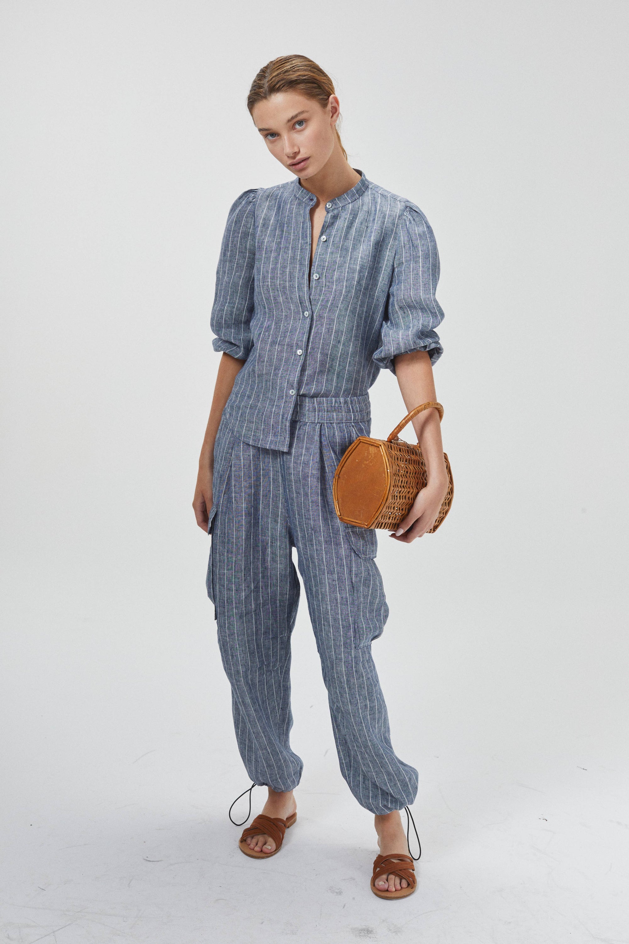 Meknes Linen Shirt | Navy Stripes