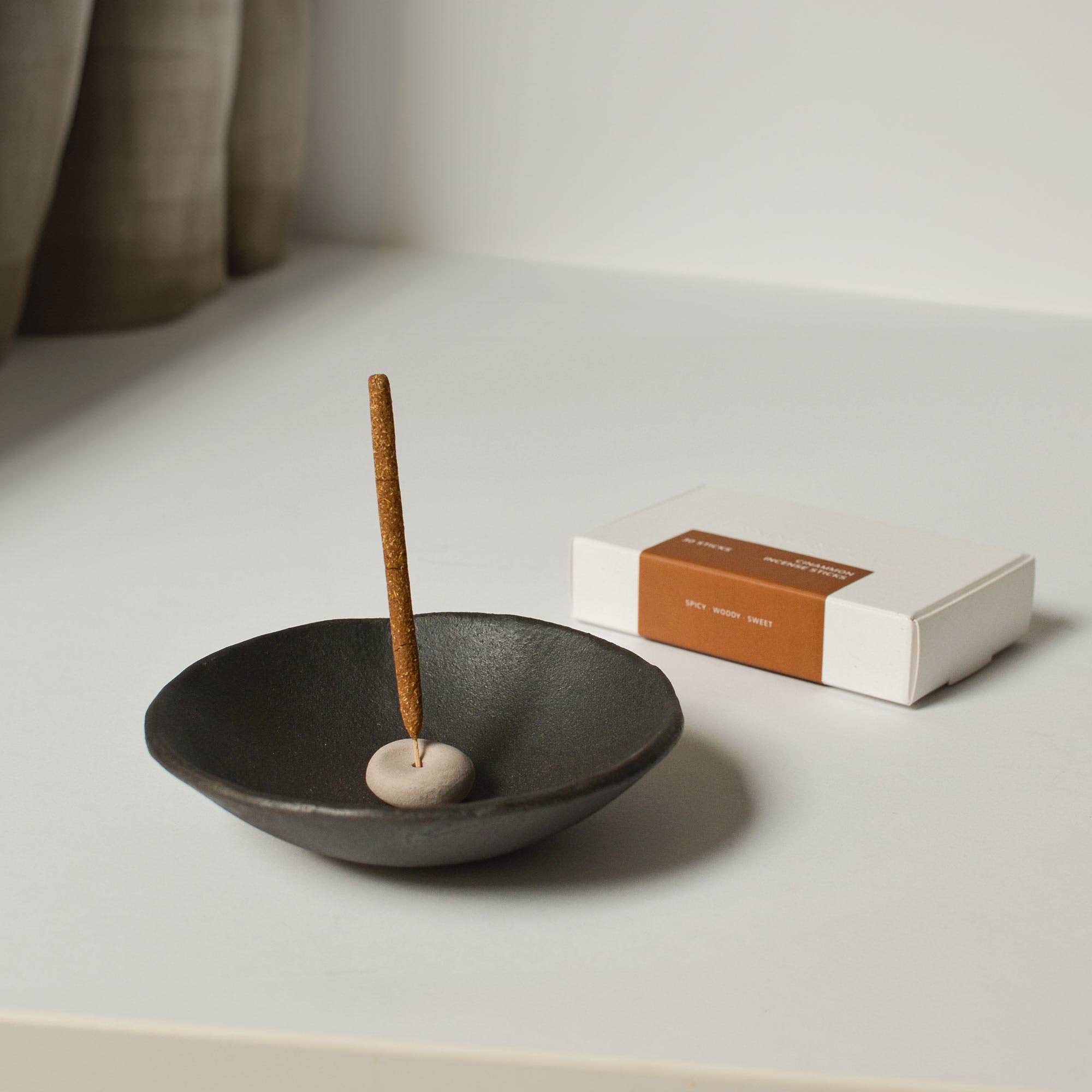 Mini Beige Ceramic Pebble Incense Holder