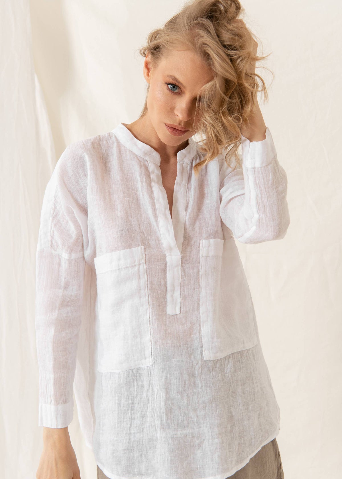 April Linen Top | White