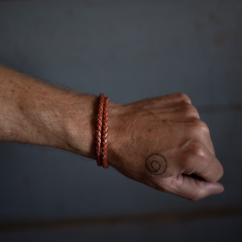 Baja Braid Leather Bracelet | Chestnut