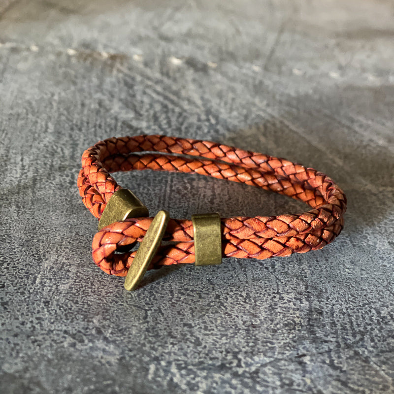 Baja Braid Leather Bracelet | Tan