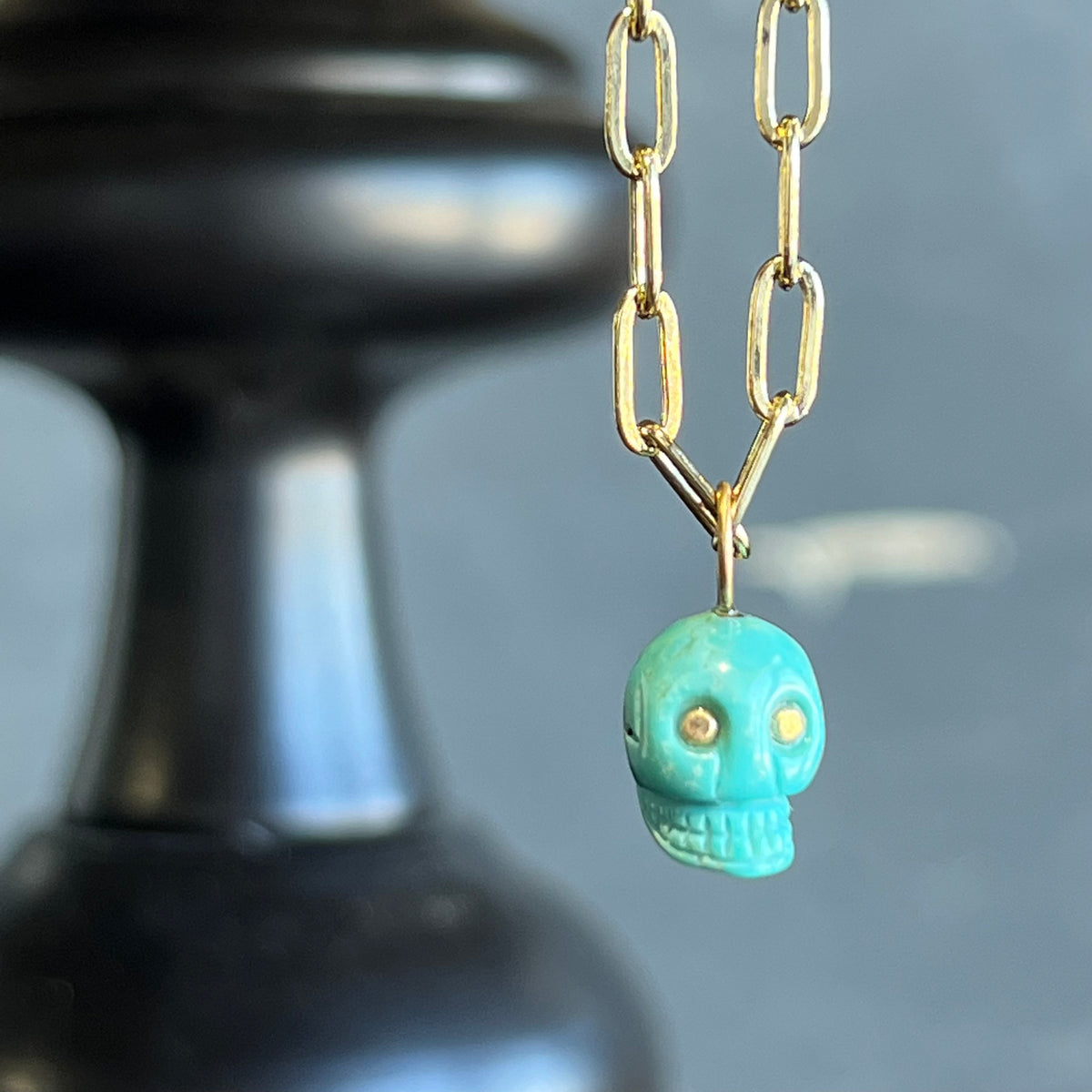 Turquoise Skull Necklace 20&quot;